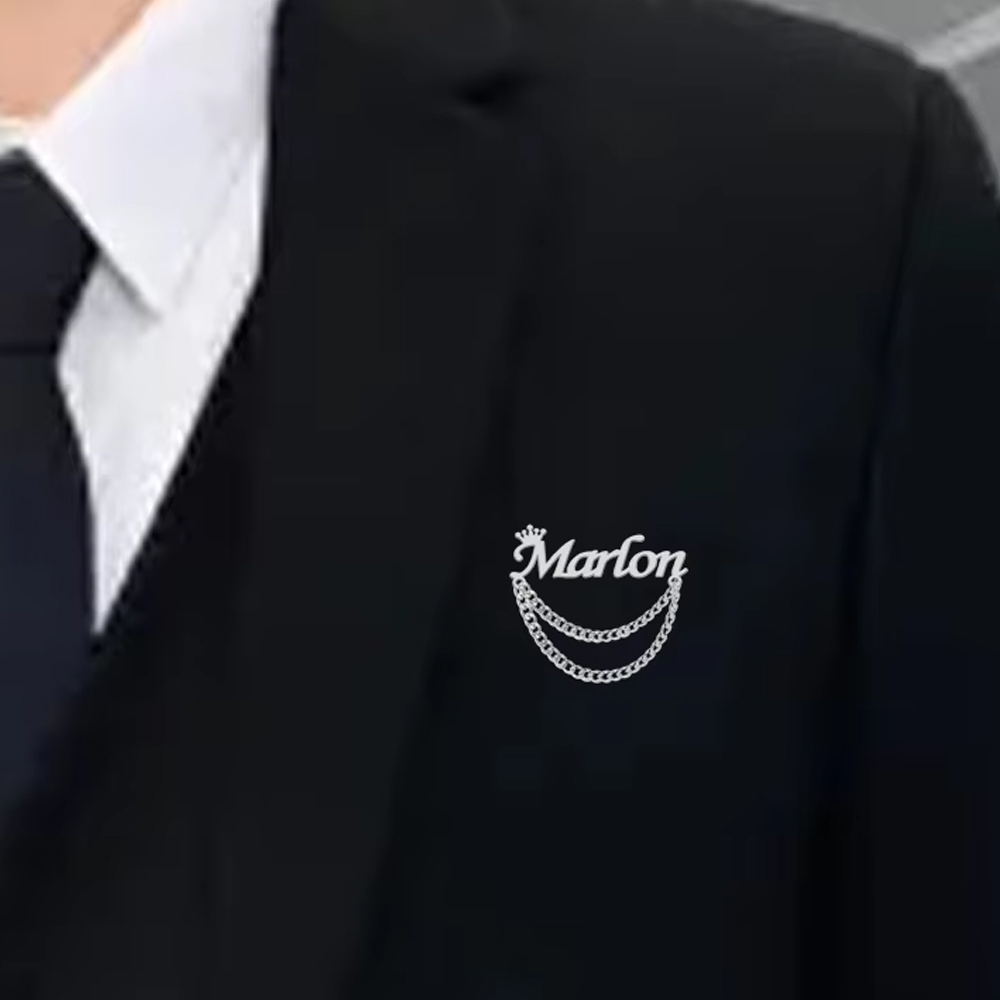 Men Accessories Brooch - Broche com nome personalizado, alfinetes de