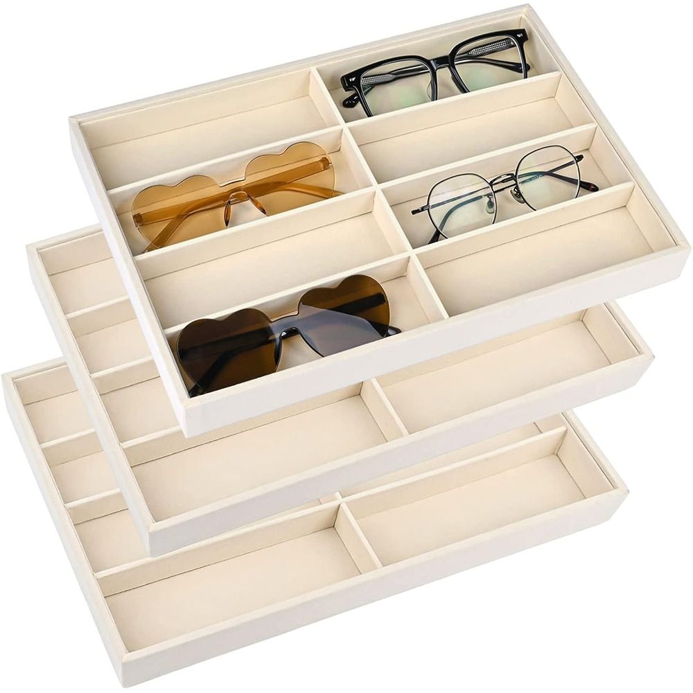 Men'S Accessories Organizer Tray - Organizador de Óculos Bege Cinza Empilhável