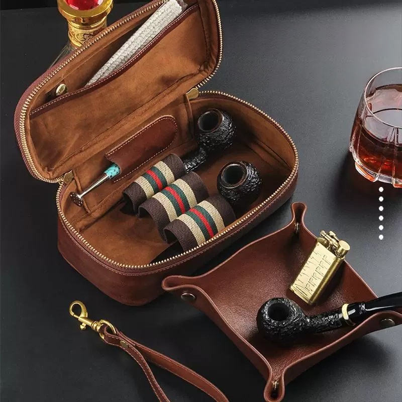 Men'S Accessories Organizer Tray - Bolsa para Cachimbo em Couro Genuíno,