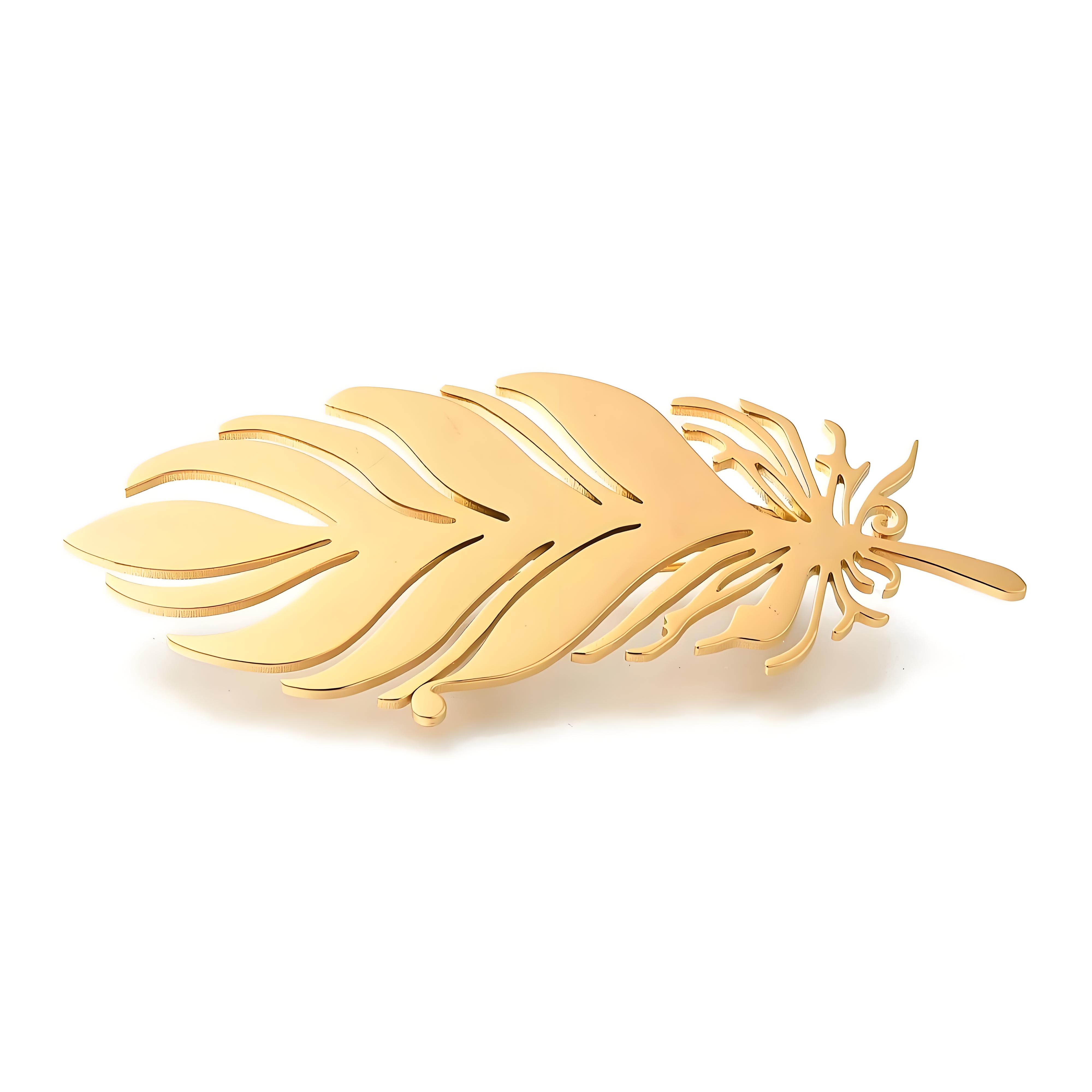 Men Accessories Brooch - Broche de penas banhado a ouro,